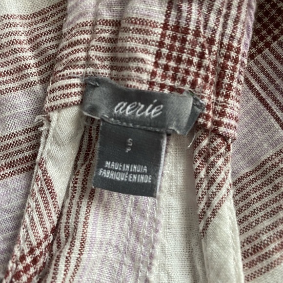 Aerie Plaid Shoulder Tie Straps Cropped Cargo Style Jumpsuit Size S - Picture 8 of 9